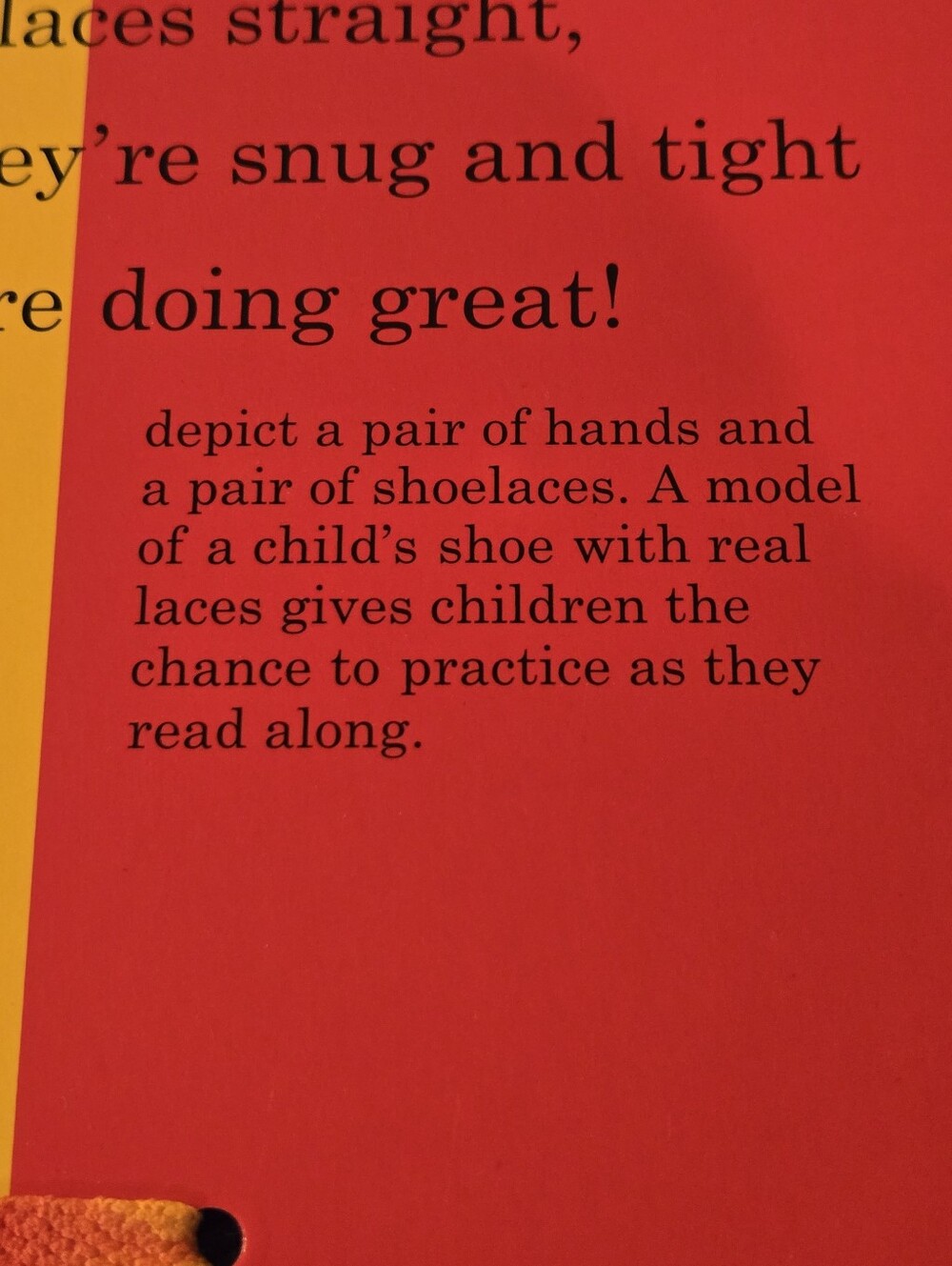 Kids Lace-Up Shoe Practice Book with Red and Yellow Laces - Picture 7 of 12